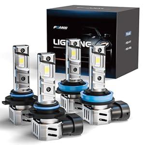 FRANXI 9005/ HB3 H11/ H8/ H9/ H16 Bulbs Combo Fog Lights, 120W Super Bright 6000K Cool White, 1:1 Design with Cooling Fan, Plug and Play, Pack of 4