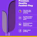 LookOurWay Feather Flag Banner - 12 Feet Tall Advertising Flags for Outdoor Business and Events Promotion - Swooper Flag Only - Solid Color Flags - Purple (10M1200108)