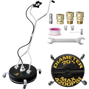 EDOU 20-Inch Dual Handle Pressure Washer Surface Cleaner, Wheels - Heavy Duty Composite Surface Pressure Washer - 4000 PSI Max - Includes 3/8-Inch Quick Connector Kit, Teflon Tape, Adapter Set