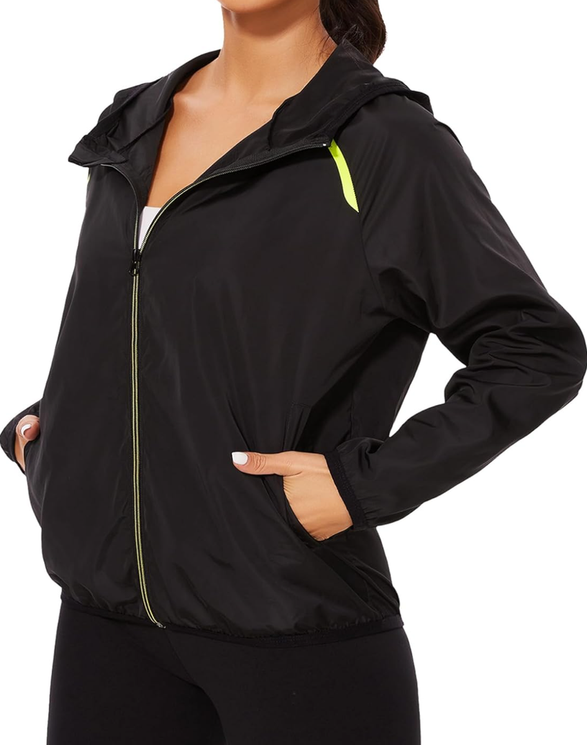 LAZAWG Rain Jacket Women Raincoats with Hood Lightweight Waterproof Windproof Rain Coat Zipper Travel Outdoor 3XL