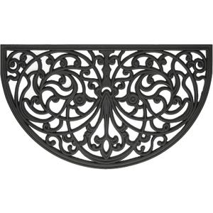 Wrought Iron Rubber Door Mat, Ironworks - 18 Inch Width, 30 Inch Length - Durable, Easy to Clean & Decorative Outdoor Welcome Mats - Heavy Duty for All Weather - Doormat Traps Dirt, Debris, & Mud