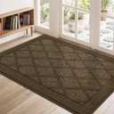 COSY HOMEER Non-Slip Door Mat 32"x48", Entryway Rugs Low Profile Absorbent Dirt Trapper Doormat for Front Entrance, Washable Polypropylene Entry Mat (Dark Brown)