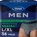 TENA Incontinence Underwear for Men, Maximum Plus Absorbency, L/XL, 56 Count (Waist size 44in-64in)