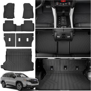 Floor Mats for 2025 Subaru Forester Upgrade Trunk Mat with Backrest Mat All Weather Floor Liners TPE Rubber Cargo Liner Fit for 2025 Subaru Forester Anti-Slip Full Set Automobile Mats Accessories