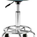 Adjustable Rolling Stool with Wheels Heavy Duty Round RollingStool with Footrest, Patent Leather Drafting Stool Chair with Wheels Work Spa Salon Seat,Blue
