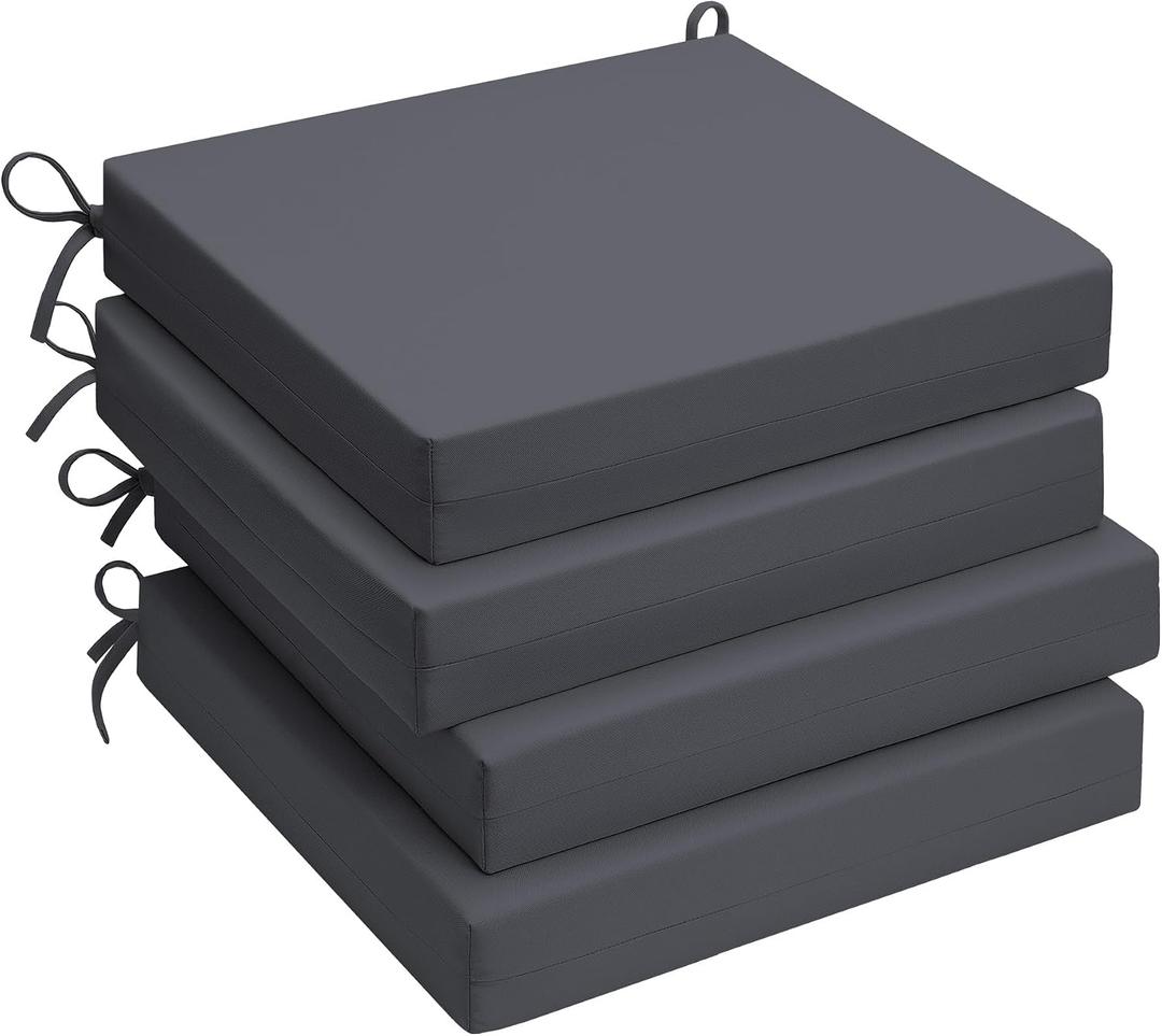 UNIKOME Outdoor Chair Cushions, Set of 4, 24"*24"*4", Water Resistant, Grey, 24x24x4 Inch