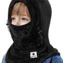 Kids Ski Mask Balaclava for Boys Girls, Fleece Winter Face Mask Hat for Kids Toddler, Warm Balaclava Hood Neck Scarf (2-7 Years, Black)