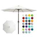 9FT Outdoor Patio Umbrella Outdoor Table Umbrella with Push Button Tilt and Crank, Market Umbrella 8 Sturdy Ribs UV Protection Waterproof for Garden, Deck, Backyard, Pool (Creamy-white)