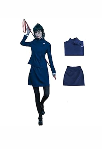 Anime JJK Jujutsu Zenin Maki Cosplay Costume Girls Women Japanese School Uniform Skirt Mai Dress Halloween Outfit (blue 01, Medium)