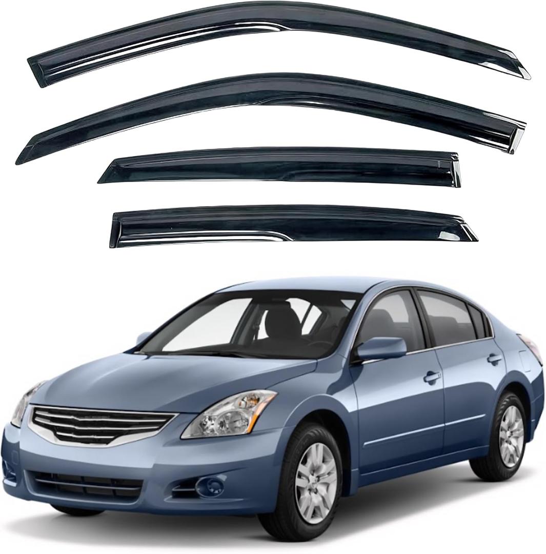 KPY Window Visor Compatible with Nissan Altima 2007-2012, 4PC Rain Guard Side Window Vent Deflectors Tape-On Mugen Style, 2007 2008 2009 2010 2011 2012 (07-12 Altima)