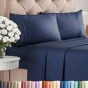 Full Size 4 Piece Sheet Set - Comfy Breathable & Cooling Bed Sheets Set - Hotel Luxury Bedding for Women, Men, Kids, Teens, Boys & Girls - Deep Pockets, Ultra-Soft, Wrinkle Free - Oeko-Tex - Navy Blue