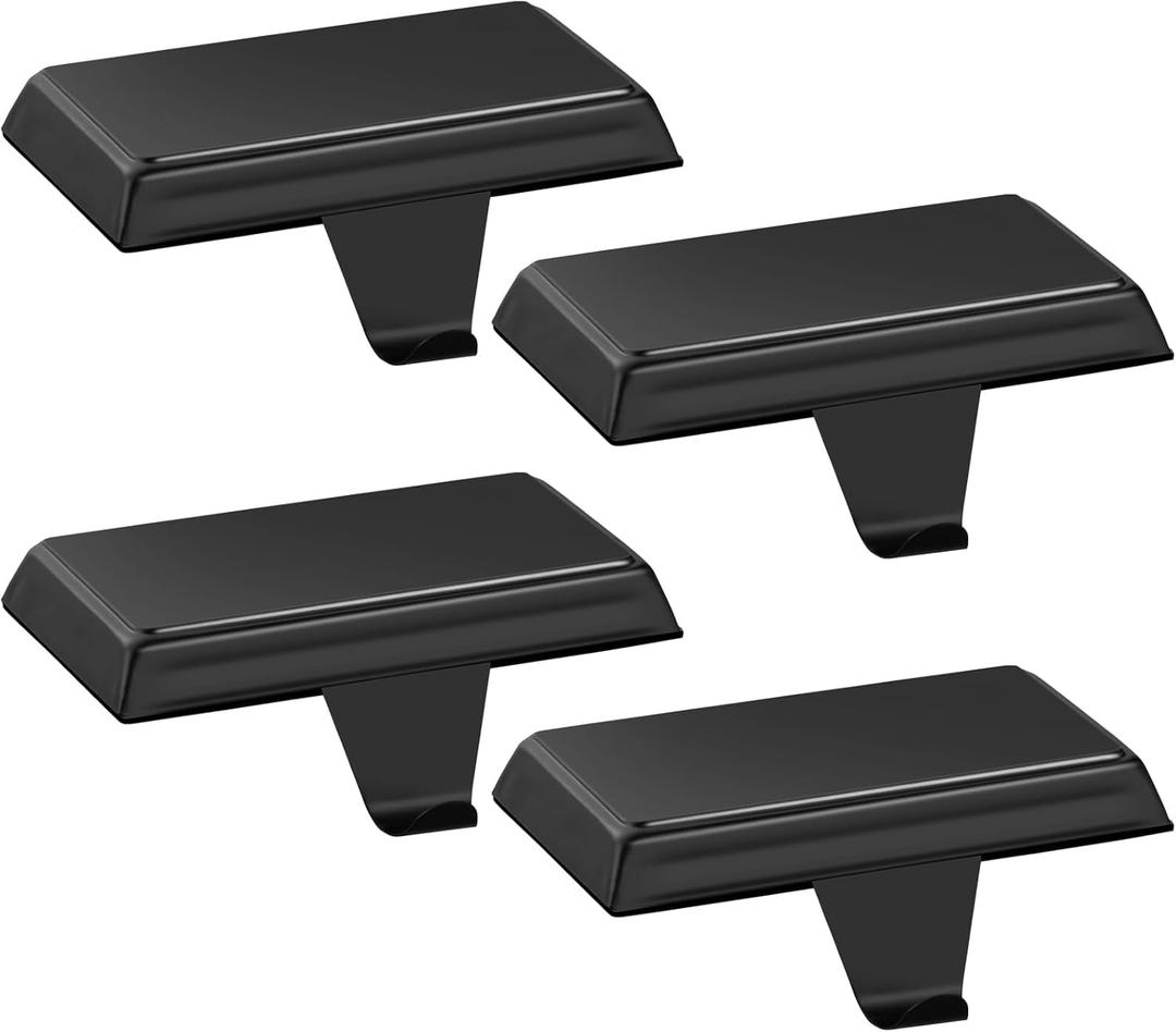 Christmas Stocking Holders - Set of 4, Upgraded Weighted Stocking Hangers for Mantle, Sturdy (Black)