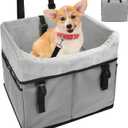 SZEE Dog Car Seat for Small Dogs Under 25 lbs, 4 3/4" Booster Pet Car Carrier for Small Pets, Portable & Foldable, with Storage Pockets, Metal Safety Leash, and Tight Front Buckle (Gray)