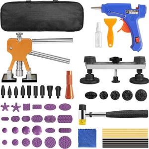 YELLOW JACKET Car Dent Puller Kit Paintless Dent Removal Tool for Car Auto Body Repair Kit with Bridge Puller, Golden Lifter
