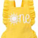 Detigee Baby Girl 1st Birthday Bodysuit Infant Backless Outfit (Yellow Sun, 12-18 Months)