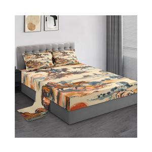 Full Size Bed Sheet Sets, Vintage Western Cowboy Soft Microfiber 4 Pcs Bedding Sets for Kids and Adults Bedroom Bed Decor, West Horse Desert Flat, Fitted Sheet and 2 Pillowcases