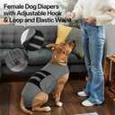 Lelepet Dog Diapers Female Washable, Reusable Puppy Doggie Pet Panties for Dogs in Heat, Adjustable Dog Diapers with Suspenders for Small Medium Large Dogs in Heat, Period, Incontinence, Grey XL