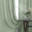 KOUFALL Sage Green Curtains 84 Inches Long,Sheer Linen Boho Grommet Cottage Core Curtains for Living Room Bedroom Dining Room,Light Green