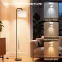 SIBRILLE Floor Lamp with Linen Shade, Dimmable Tall Standing Lamp with Remote Control & 3 Color Temperatures, Modern Corner Floor Lamps for Living Room Bedroom Office, 9W LED Bulb Included
