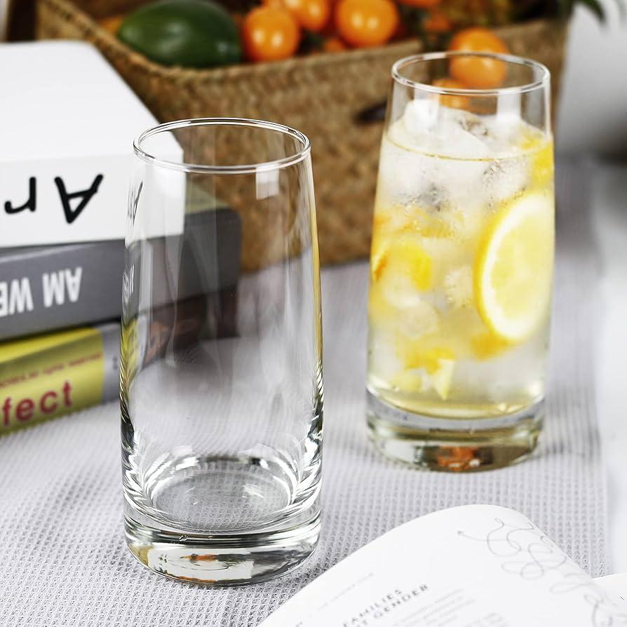 Large Crystal Highball Glasses Set of 2, 18oz Tall Drinkware for Cocktails, Water, Beer, and Mixed Beverages (1,Set Of 2)