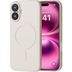 7 x Slim Designed for iPhone 16 Plus Case, Compatible with MagSafe, Full Camera Protection, Anti- Fingerprint/Scratch/Drop, Liquid Silicone 16 Plus Phone Case 6.7" (Antique White)