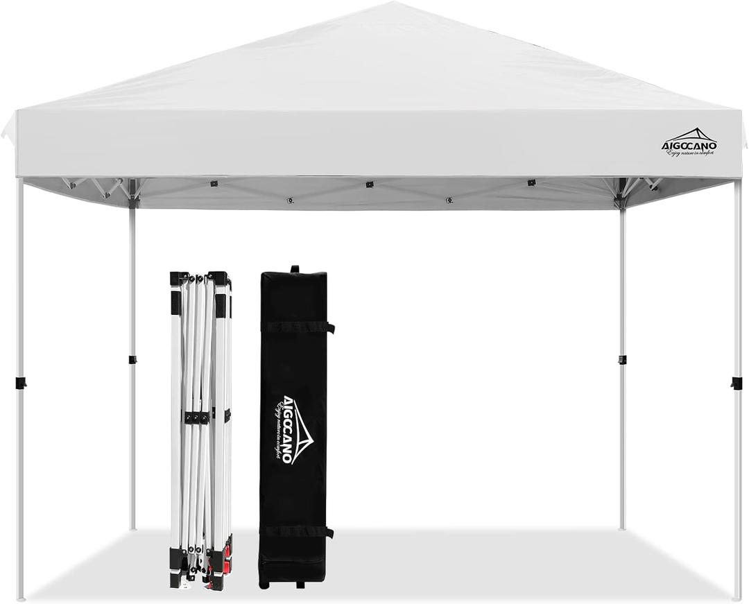 Pop up Canopy Tent,10x10 Instant Outdoor Canopy for Parties with Wheeled Bag,White (10x10 FT)