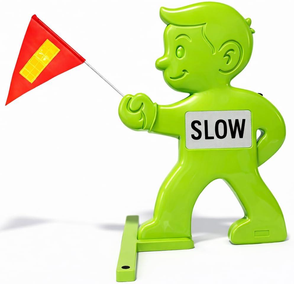 Slow Children At Play Safety Signs for Street, 31 Inch Kids At Play Safety Signs for Street Neighborhoods Schools Driveway, Slow Down Kids At Play Sign with Reflective SLOW Sticker & Warning Flag
