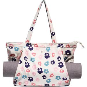 ESVAN Corduroy Yoga Tote Bag Gifts for Women Drawstring Yoga Mat Bag for Office Workout Travel Carryall Pilates Gym