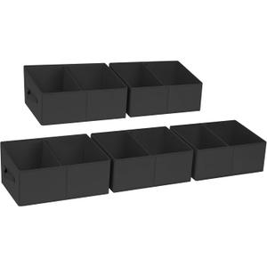 DIMJ Trapezoid Storage Bins for clothes - 5 Packs Closet Organizers and Storage Baskets, Foldable Closet Baskets with Handles and Divider, Closet Storage Bin Toybox for Shelves Living Room Bedroom