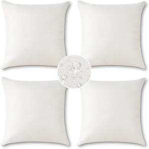 OTOSTAR Pack of 4 Outdoor Waterproof Throw Pillow Covers Decorative Pillow Covers Square Patio Balcony Pillowcases Cushion Case Pillows Shell for Couch Bed Tent Sofa Decor 20x20 Inch (Cream White)