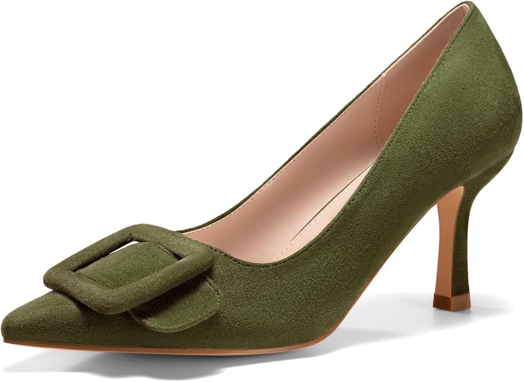 Coutgo Women's Closed Pointed Toe Pumps Stiletto High Heels Wedding Party Dress Shoes (8.5)