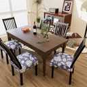 Stretch Dining Chair Seat Covers Set of 4,Dining Chair Slipcovers, Floral Printed Chair Covers,Soft Fabric Washable Upholstered Chair Seat Protector, No Rear Covers for Home Kitchen Dining Room (Light Purple Flowers + Butterflies)