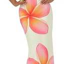 Milumia Women's Floral Print Deep V Neck Halter Dress Tie Backless Mesh Bodycon Maxi Skirts, Large