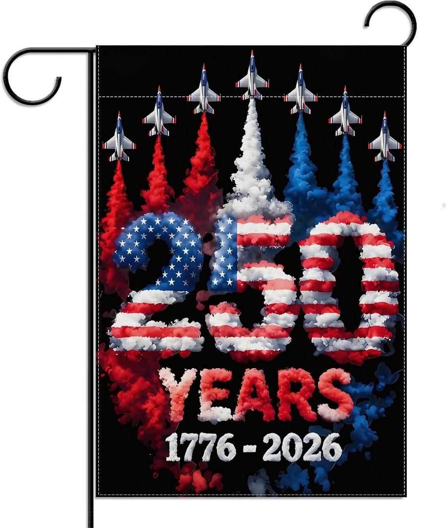 2 x America 250th Anniversary Garden Flag 1776-2026 250 Years of Birthday American Decor 4th of July Fourth of July Patriotic Party Decorations and Supplies 12.5×18 Inch