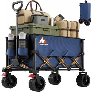 Folding Wagon Cart with Wheels Foldable - Collapsible Wagons Carts Heavy Duty, Fold Up Portable Utility Wagon for Grocery Beach Fishing Camping Shopping, Carrito para Cargar Cosas Con Ruedas(180L)