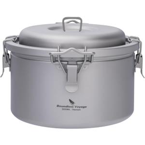 Boundless Voyage Titanium Pot Ultralight Rice Cooker 3.2L Large Capacity Cooking Pot Backpacking Camping Cookware (Ti2090C pot only)