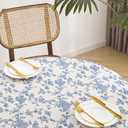 Cotton Linen Round Tablecloth - Pastoral Floral Tablecloth Washable Table Cloth for Kitchen Dining Room Table Cover for Party Dinner, Picnic (Blue Floral, Round 55")