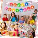 Gejoy 96pcs Dog Birthday Party Decorations Set Include Dog Print Plates Knives Forks Spoons Napkins Puppy Paw Tableware for Puppy Theme Party Supplies Kit(Bright Color)