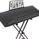 Explore Land Premium Piano Keyboard Dust Cover with Music Stand Opening - Stretchy Leather Piano Protector for 61-88 Keys Digital Electronic Piano (Black,61) (61 Keys, Leather Black)