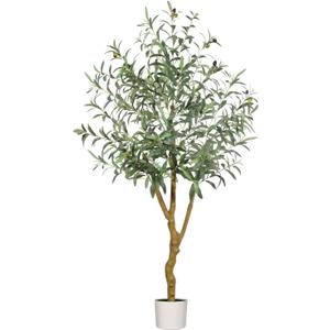 5FT Olive Trees Artificial Indoor - Realistic Artificial Olive Tree Indoor Large Full Fake Plants with Lifelike Fruits and Leaves for Modern Home Office Living Room Decor