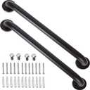 2 Pack 24 Inch Black Shower Grab Bar, iMomwee Stainless Steel Bathroom Grab Bar Handle, Bathroom Shower Balance Bar, Safety Hand Rail Support, Handicap Elderly Senior Assist Bath Handle(1.25" Diameter)