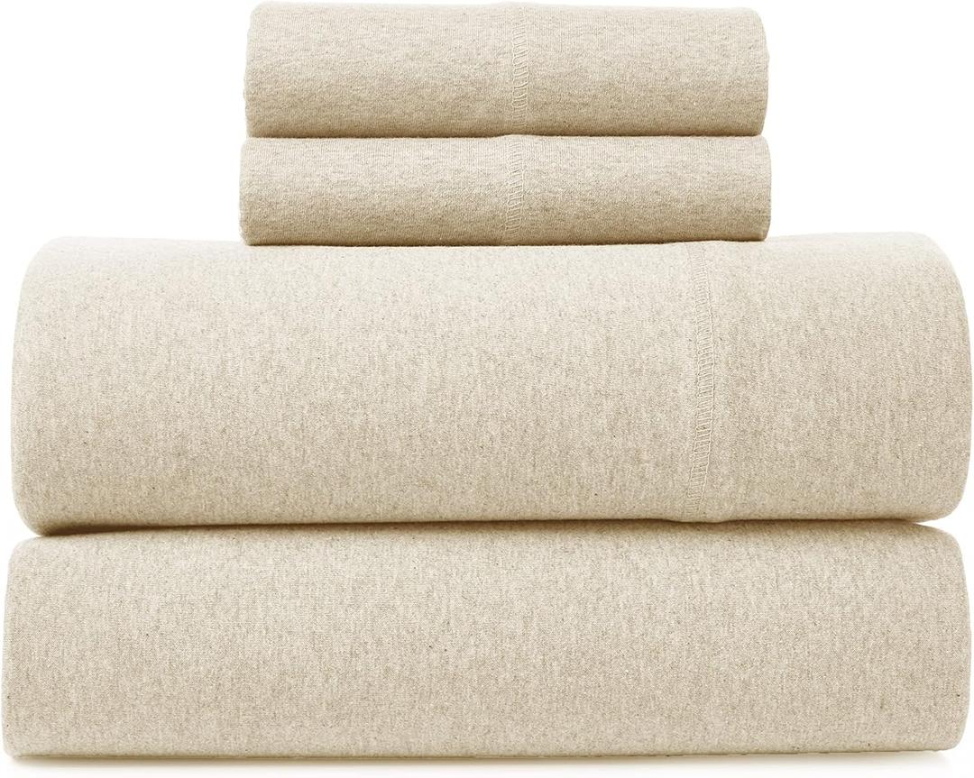 Road Trip America Jersey Sheets Full Set - Cotton (4 Pieces) All Seasonal Deep Pockets Soft Cozy Knit Stretchy Bed Sheets - Hotel and Residential Quality (Oatmeal, Full)