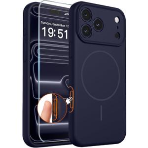 comfeel for iPhone 17 Pro Case (Camera Control Cover) (Compatible with MagSafe) Full Camera Protection with Screen Protector, Silicone Shockproof Drop Protective Phone Case,Dark Blue