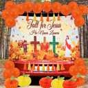 Rainmae Christian Fall Trunk or Treat Car Decorations Kit Include 72.8" x 43.3" Fall for Jesus Backdrop, Paper Tassels, Honeycomb Pumpkins, Orange Balloons for SUV Archway Garage RV Door Decor