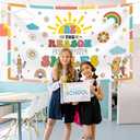 Boho Rainbow Back to School Backdrop Be The Reason Someone Smiles Today Classroom Decorations Colorful Classroom Decorations for Kindergarten Preschool Elementary Middle School 6x3.6ft (7x5ft)