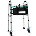 Foldable Walker with 360° Swivel Wheels & Motion Sensor Light, Lightweight Adjustable Height Rolling Walker for Seniors & Adults, Travel-Friendly Walking Frame with Large Storage Bag