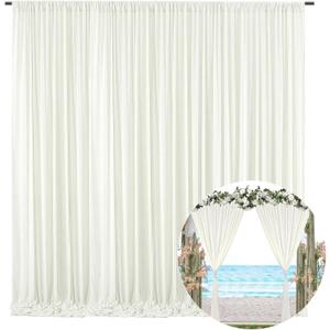 10 x 10 Feet Ivory White Backdrop Curtain for Partie, Background Curtains for Photoshoot, Birthday, Wedding, Halloween, Thanksgiving, Christmas Day, New Year Party Decorations 5Ft x 10Ft, 2 Panels