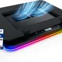 KLIM Turbofrost Gaming Laptop Cooling Pad - 4 Powerful Turbo Fans - 4 x 4000 RPM, Dynamic RGB, 4-Ports USB, Laptop Cooler 2 Power Modes USB-C/DC, Sealed Foam for Fast Cooling - Up to 17in - Black