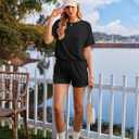 Ekouaer Womens Pajama Sets Short Sleeve Lounge Sets 2 Piece Pjs Tops and Shorts Outfits Matching Loungewear with Pockets, M
