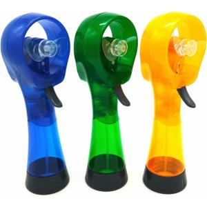 Battery Powered Water Misting Fan Handheld Outdoors Personal Spray Fans - Set of 3 (Blue/Green/Yellow)
